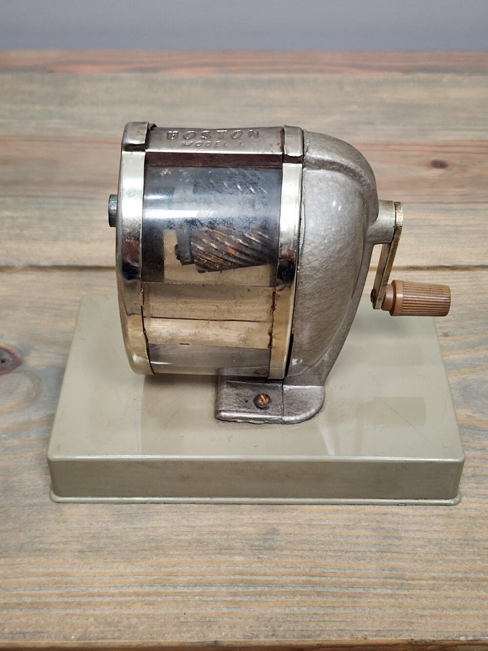 Boston L Model Pencil Sharpener Vintage Model Wall or Desk Mounted Hand Crank